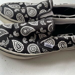 Vans Classic Black and White Paisley Sneakers
